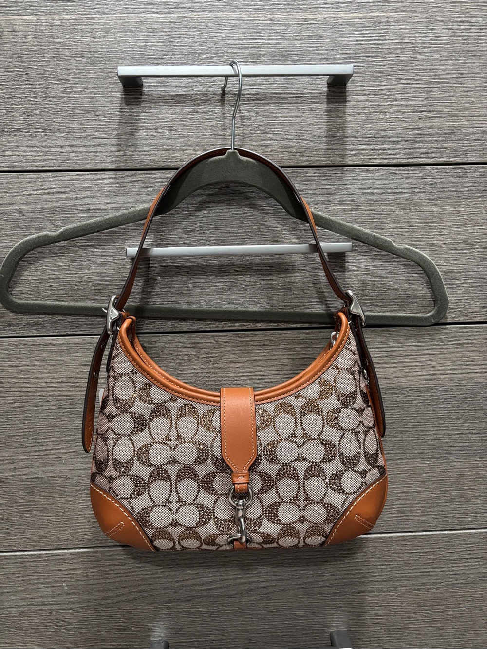NWT Coach Hamptons Medium Crystal Signature Jacquard Hobo Bag